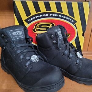 Women's Skechers Work Rotund Darragh Boot Black Canvas -Sz 10